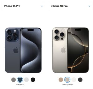 So sánh chi tiết iPhone 15 Pro và iPhone 16 Pro