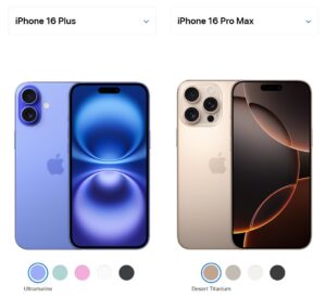 So sánh chi tiết iPhone 16 Plus và iPhone 16 Pro Max