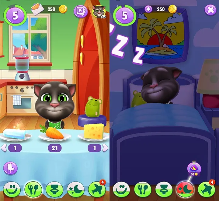 Chăm sóc mèo Tom trong My Talking Tom 2
