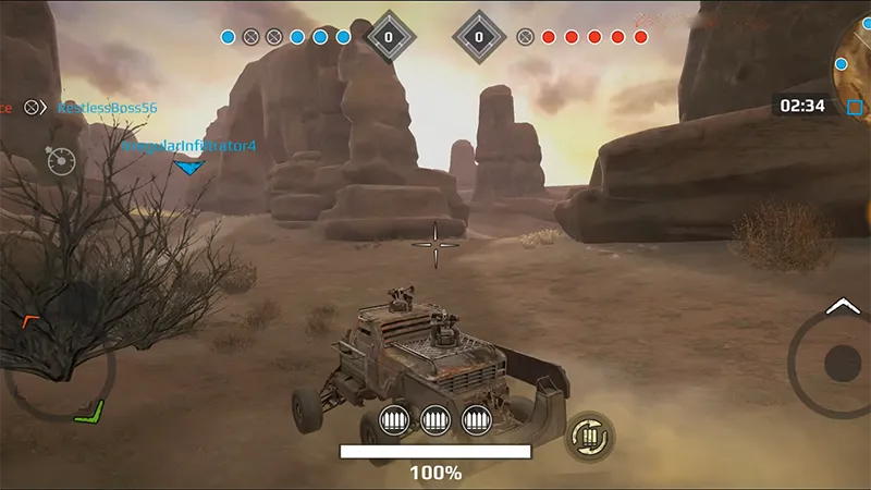 Đồ họa 3D chi tiết mô tả khung cảnh hoang tàn trong game Crossout Mobile
