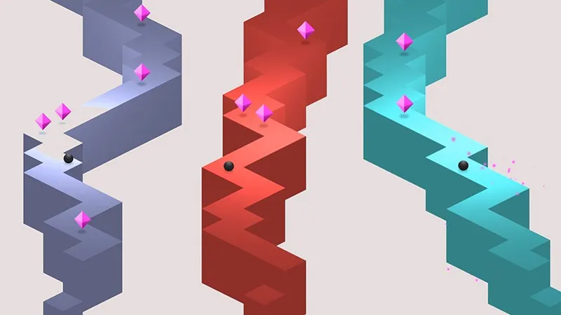 Đồ họa 3D tối giản của ZigZag thay đổi màu sắc