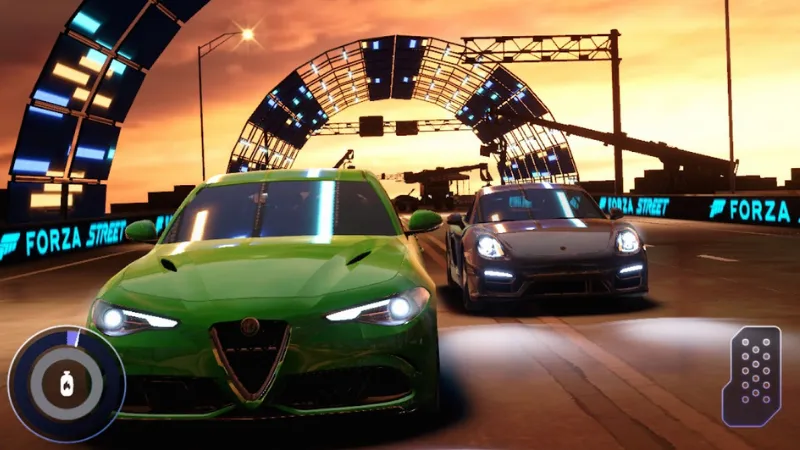 Gameplay Forza Street với cơ chế chạm đơn giản để tăng tốc và drift