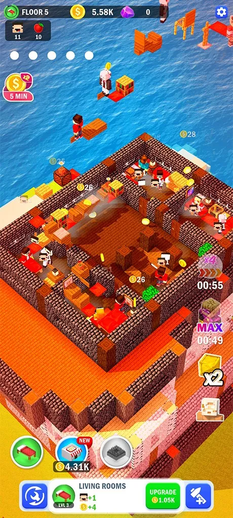 Gameplay xây tháp trong Chế Tạo Tháp 3D