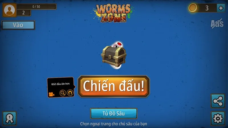 Giao diện chính WormsZone.io đơn giản và dễ làm quen