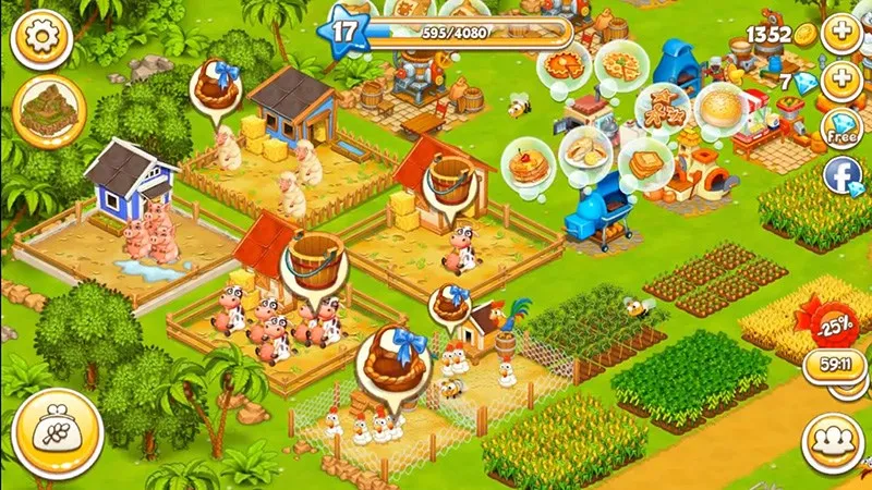 Giao diện nông trại vui nhộn trong Farms Paradise