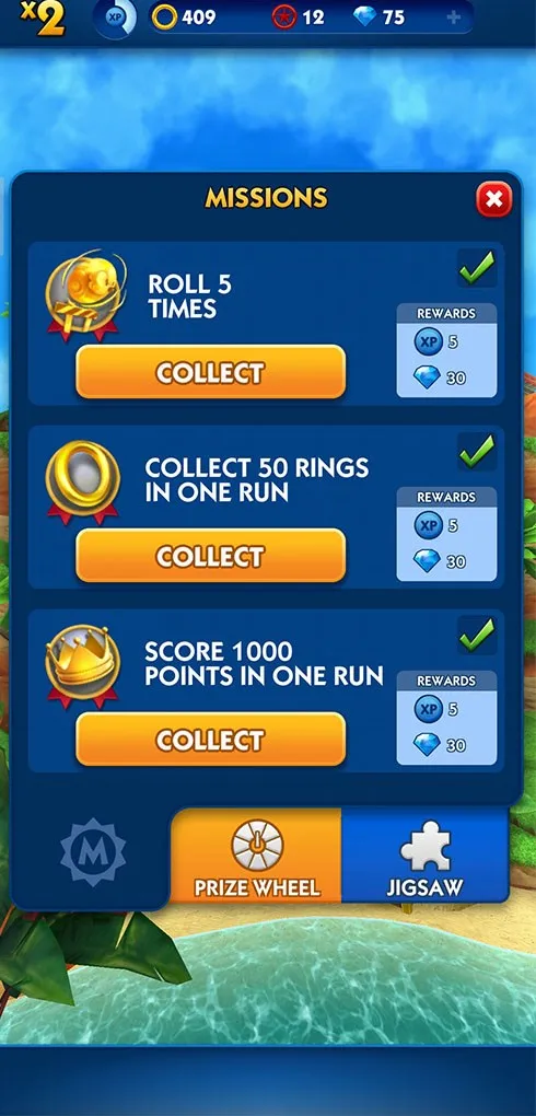 Hệ thống nhiệm vụ trong Sonic Dash