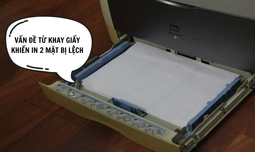 Hình ảnh minh họa máy in và giấy bị lệch