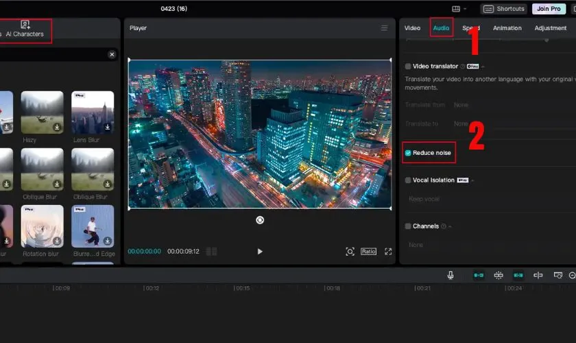 Hướng dẫn lọc tạp âm Capcut trên PC