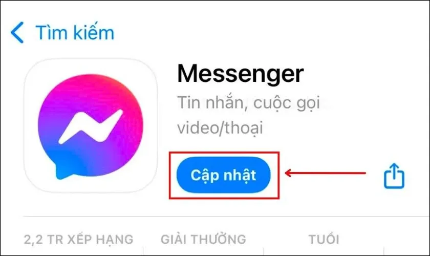 Kiểm tra và cập nhật Messenger lên phiên bản mới nhất