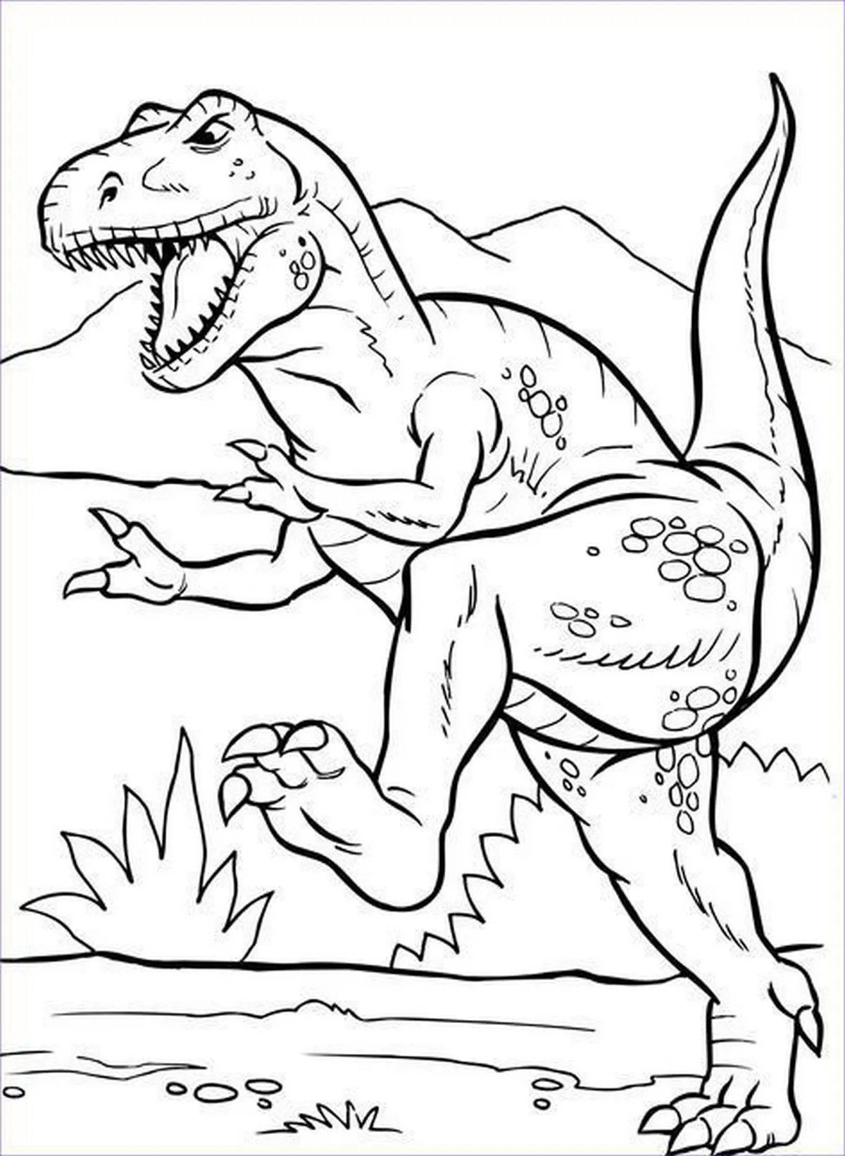 Một chú khủng long bạo chúa T-Rex chờ bé tô màu