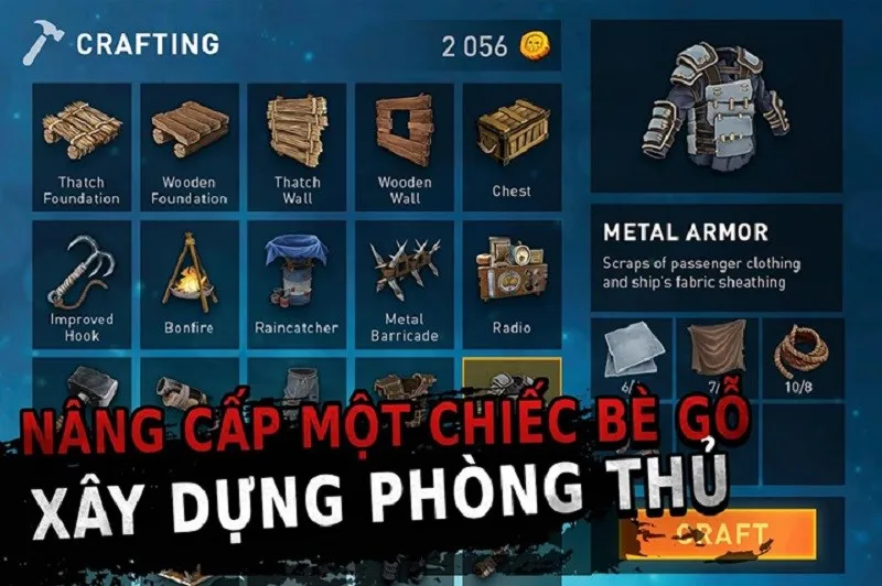 Nâng cấp bè để tăng cường phòng thủ trước cá mập trong Raft Survival