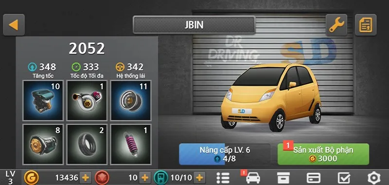 Nâng cấp xe trong Dr. Driving 2