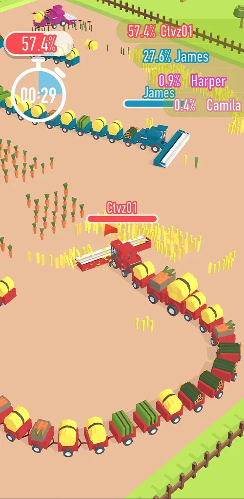 Người chơi điều khiển máy gặt trong Harvest.io