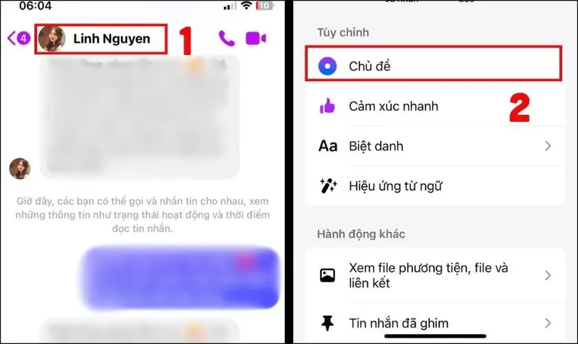 Nhấn vào tên người dùng hoặc nhóm chat
