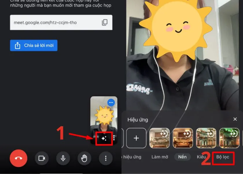 Sử dụng filter trên Google Meet để tự tin hơn