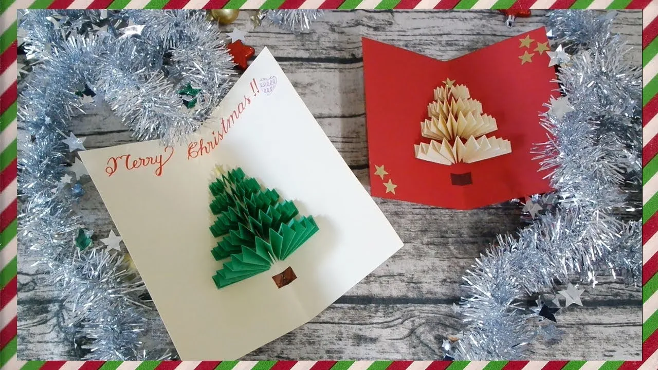 Thiệp noel handmade hình cây thông 3D