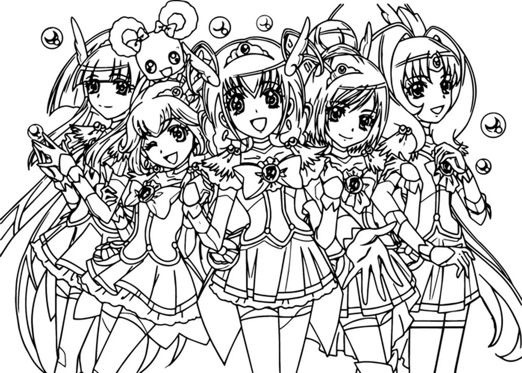 Tranh tô màu anime cô bé dễ thương với mái tóc dài