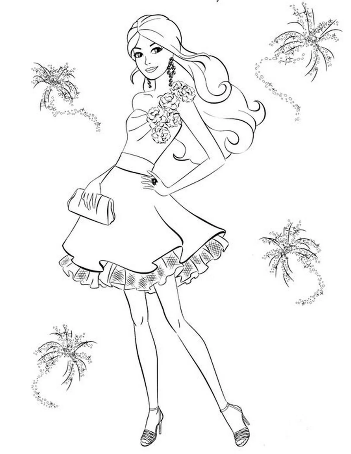 Tranh tô màu búp bê Barbie công chúa xinh đẹp