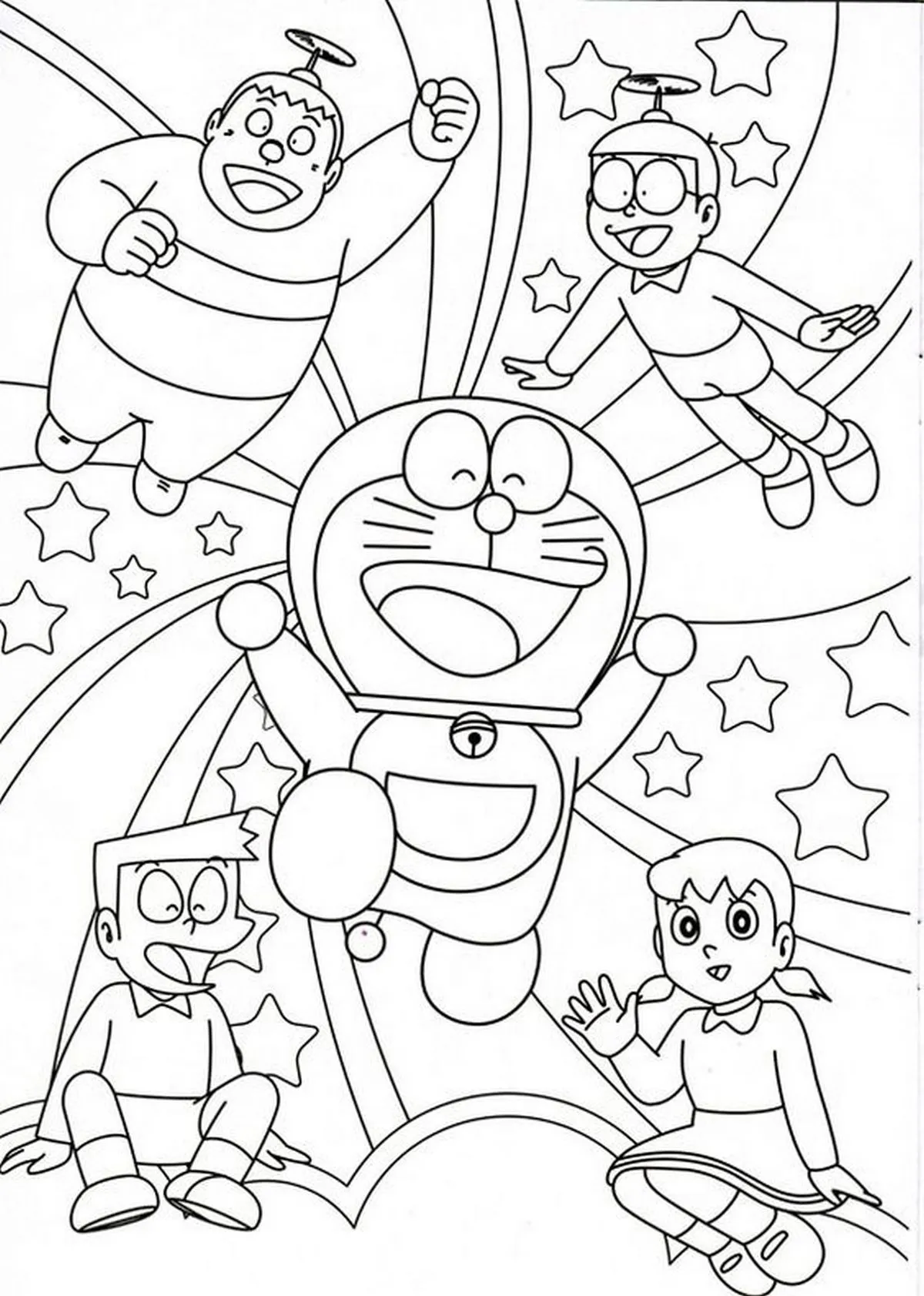 Tranh tô màu Doraemon và những người bạn thân thiết