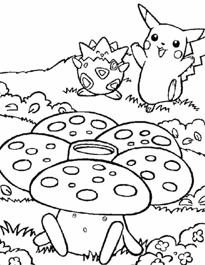 Tranh tô màu Pikachu đơn giản dễ thương cho bé