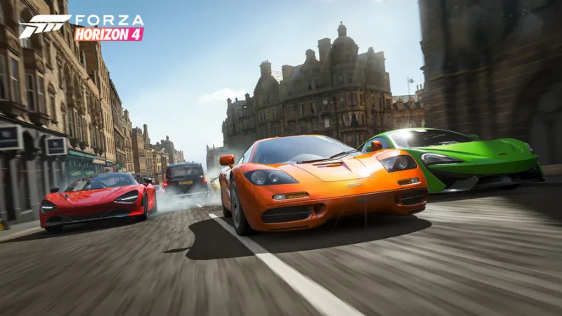 Về đích trong một cuộc đua sự kiện của Forza Horizon 4